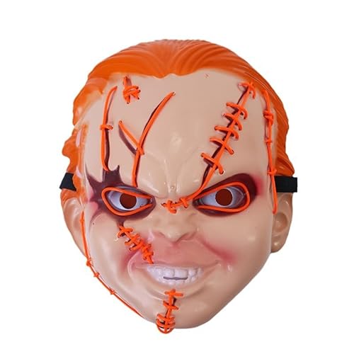 HUCAYD Creepy Chuckys Maske Vollkopfmaske mit Haarschrei, realistische Cosplay-Maske, Halloween-Kills-Maske für Erwachsene und Kinder von HUCAYD