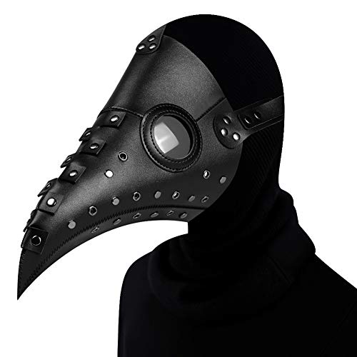 HUCAYD Halloween Plagen Ärzte Maske Schwarze Vogelmasken mit Langnase Vogelschnabel Steampunk Cosplay Party Requisiten für Erwachsene von HUCAYD