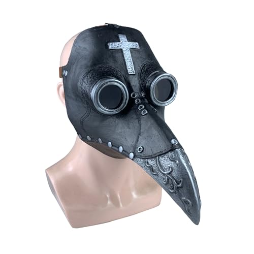 HUCAYD Halloween Plagen Ärzte Maske Schwarze Vogelmasken mit Langnase Vogelschnabel Steampunk Cosplay Party Requisiten für Erwachsene von HUCAYD