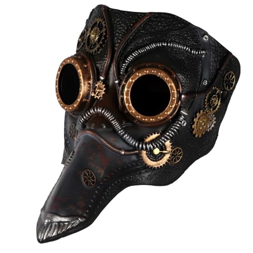 HUCAYD Halloween Plagen Ärzte Maske Schwarze Vogelmasken mit Langnase Vogelschnabel Steampunk Cosplay Party Requisiten für Erwachsene von HUCAYD