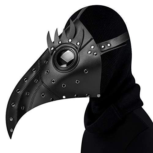 HUCAYD Halloween Plagen Ärzte Maske Schwarze Vogelmasken mit Langnase Vogelschnabel Steampunk Cosplay Party Requisiten für Erwachsene von HUCAYD