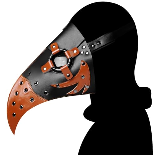 HUCAYD Halloween Plagen Ärzte Maske Schwarze Vogelmasken mit Langnase Vogelschnabel Steampunk Cosplay Party Requisiten für Erwachsene von HUCAYD