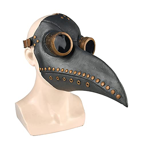 HUCAYD Halloween Plagen Ärzte Maske Schwarze Vogelmasken mit Langnase Vogelschnabel Steampunk Cosplay Party Requisiten für Erwachsene von HUCAYD