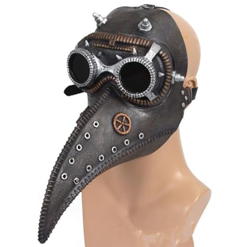 HUCAYD Halloween Plagen Ärzte Maske Schwarze Vogelmasken mit Langnase Vogelschnabel Steampunk Cosplay Party Requisiten für Erwachsene von HUCAYD