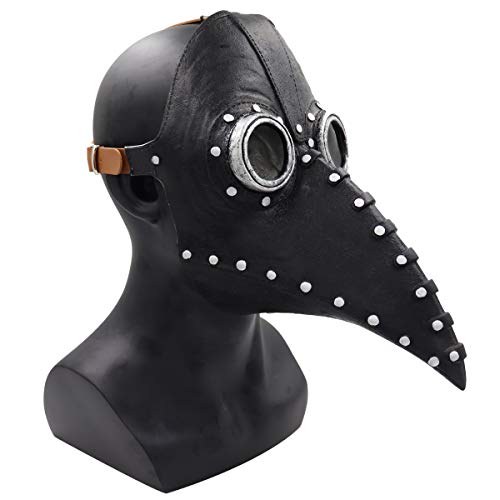 HUCAYD Halloween Plagen Ärzte Maske Schwarze Vogelmasken mit Langnase Vogelschnabel Steampunk Cosplay Party Requisiten für Erwachsene von HUCAYD