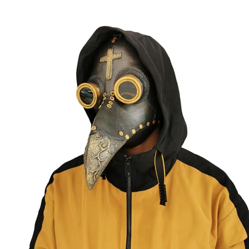 HUCAYD Halloween Plagen Ärzte Maske Schwarze Vogelmasken mit Langnase Vogelschnabel Steampunk Cosplay Party Requisiten für Erwachsene von HUCAYD