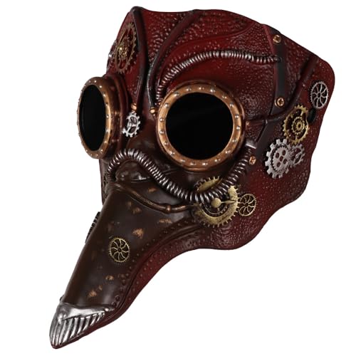 HUCAYD Halloween Plagen Ärzte Maske Schwarze Vogelmasken mit Langnase Vogelschnabel Steampunk Cosplay Party Requisiten für Erwachsene von HUCAYD