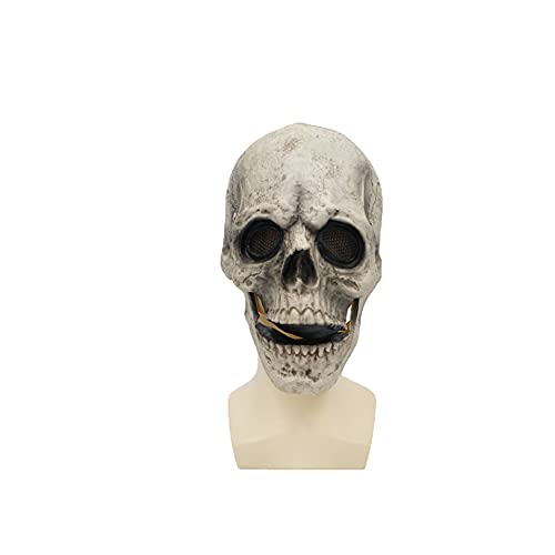 HUCAYD Skelett Biochemikalien Maske Schwarzer Hut Gruselige Totenkopfmaske Gruselige Vollkopfmaske Beweglicher Kiefer Halloween Cosplay Requisiten für Erwachsene von HUCAYD