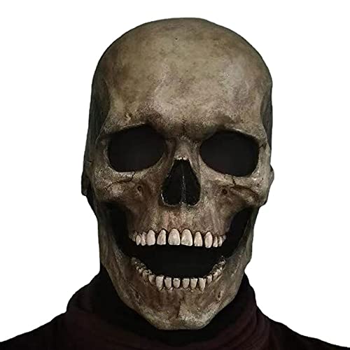 HUCAYD Skelett Biochemikalien Maske Schwarzer Hut Gruselige Totenkopfmaske Gruselige Vollkopfmaske Beweglicher Kiefer Halloween Cosplay Requisiten für Erwachsene von HUCAYD