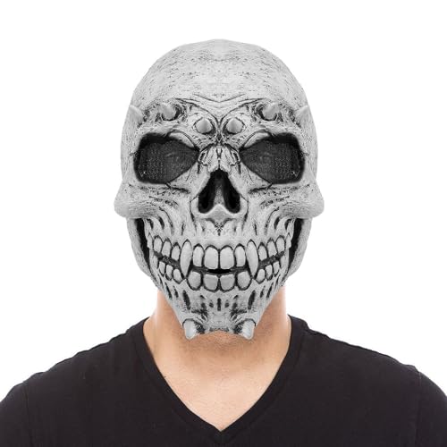 HUCAYD Skelett Biochemikalien Maske Schwarzer Hut Gruselige Totenkopfmaske Gruselige Vollkopfmaske Halloween Cosplay Requisiten für Erwachsene von HUCAYD