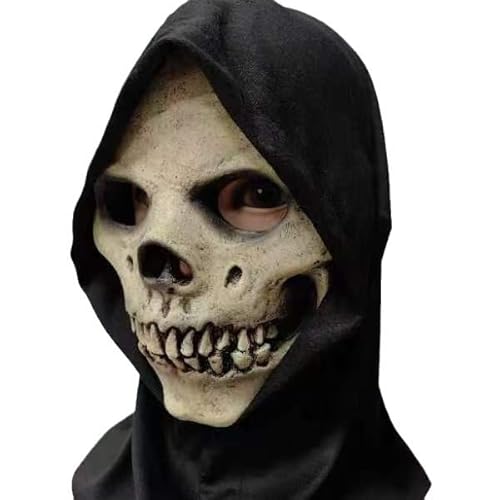 HUCAYD Skelett Biochemikalien Maske Schwarzer Hut Gruselige Totenkopfmaske Gruselige Vollkopfmaske Halloween Cosplay Requisiten für Erwachsene von HUCAYD