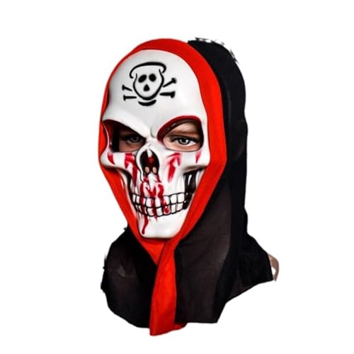 HUCAYD Skelett Biochemikalien Maske Schwarzer Hut Gruselige Totenkopfmaske Gruselige Vollkopfmaske Halloween Cosplay Requisiten für Erwachsene von HUCAYD