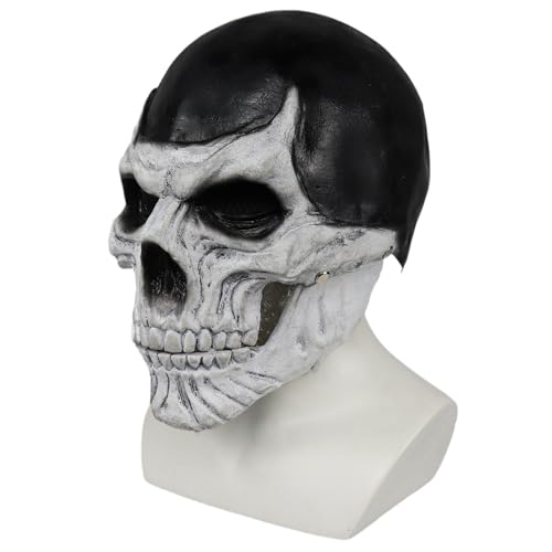 HUCAYD Skelett Biochemikalien Maske Schwarzer Hut Gruselige Totenkopfmaske Gruselige Vollkopfmaske Halloween Cosplay Requisiten für Erwachsene von HUCAYD