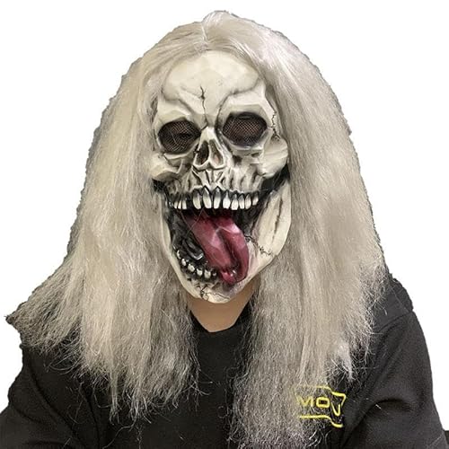 HUCAYD Skelett Biochemikalien Maske Schwarzer Hut Gruselige Totenkopfmaske Gruselige Vollkopfmaske Halloween Cosplay Requisiten für Erwachsene von HUCAYD