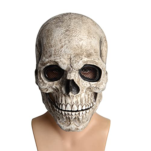 HUCAYD Skelett Biochemikalien Maske Schwarzer Hut Gruselige Totenkopfmaske Gruselige Vollkopfmaske Halloween Cosplay Requisiten für Erwachsene von HUCAYD