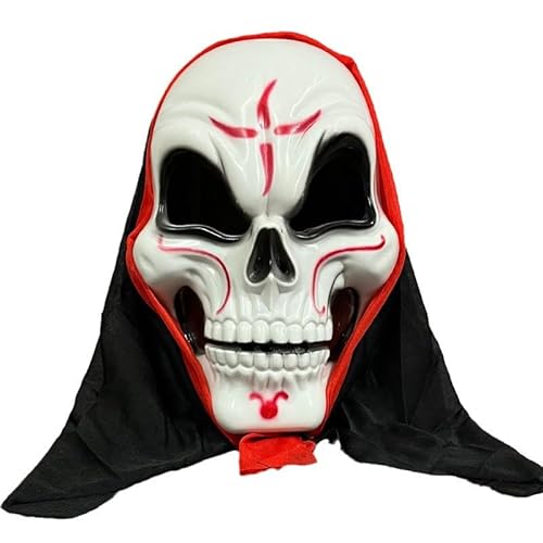 HUCAYD Skelett Biochemikalien Maske Schwarzer Hut Gruselige Totenkopfmaske Gruselige Vollkopfmaske Halloween Cosplay Requisiten für Erwachsene von HUCAYD