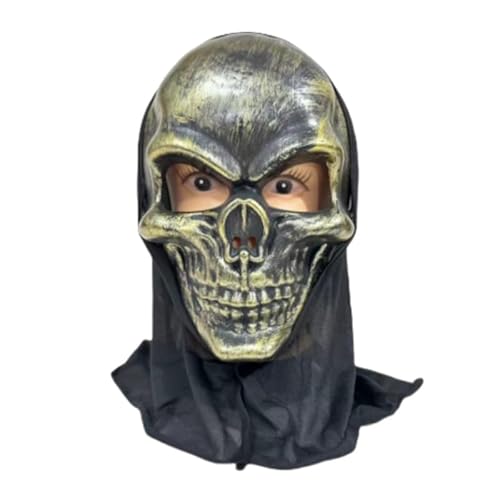 HUCAYD Skelett Biochemikalien Maske Schwarzer Hut Gruselige Totenkopfmaske Gruselige Vollkopfmaske Halloween Cosplay Requisiten für Erwachsene von HUCAYD