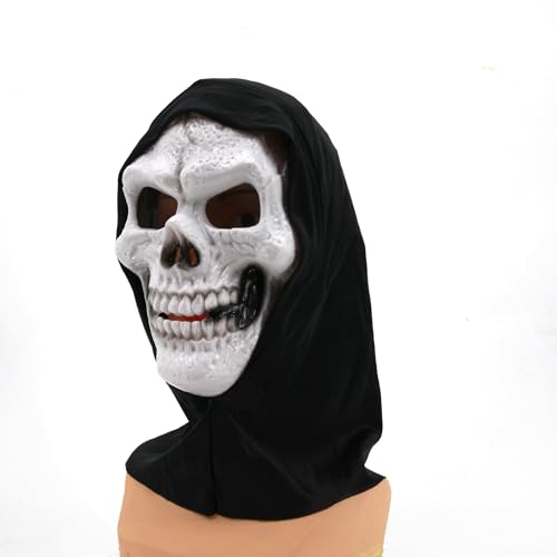 HUCAYD Skelett Biochemikalien Maske Schwarzer Hut Gruselige Totenkopfmaske Gruselige Vollkopfmaske Halloween Cosplay Requisiten für Erwachsene von HUCAYD