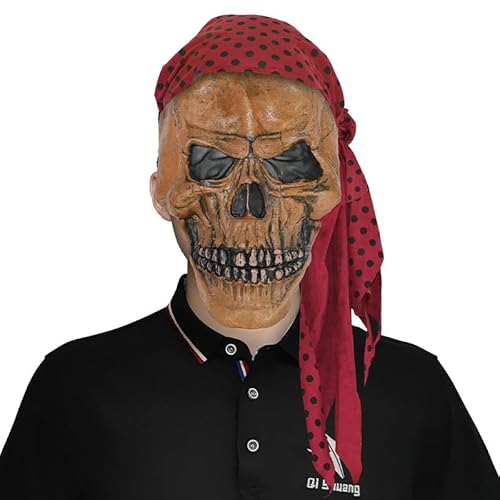 HUCAYD Skelett Biochemikalien Maske Schwarzer Hut Gruselige Totenkopfmaske Gruselige Vollkopfmaske Halloween Cosplay Requisiten für Erwachsene von HUCAYD