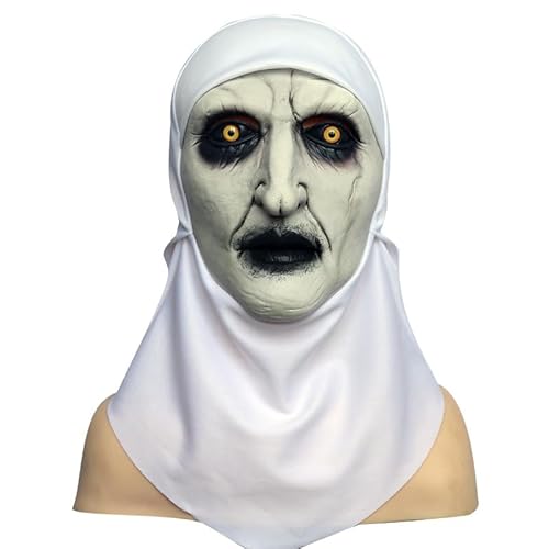 Halloween Gruselige Nonnen Maske Vollkopf Schädel Maske Horror Nonne Maske Gruselige Vollkopf Nonne Kostüm Maske Nonnen Horror Gruselige Cosplay Kostüm Maske von HUCAYD