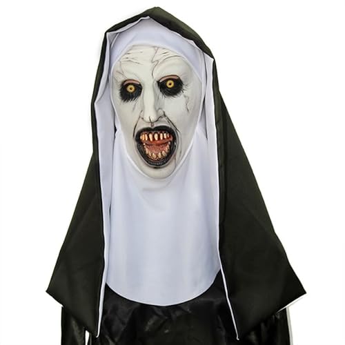 Halloween Gruselige Nonnen Maske Vollkopf Schädel Maske Horror Nonne Maske Gruselige Vollkopf Nonne Kostüm Maske Nonnen Horror Gruselige Cosplay Kostüm Maske von HUCAYD