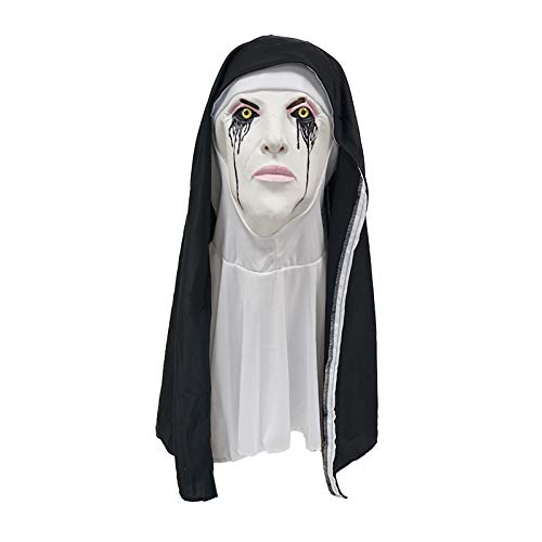 Halloween Gruselige Nonnen Maske Vollkopf Schädel Maske Horror Nonne Maske Gruselige Vollkopf Nonne Kostüm Maske Nonnen Horror Gruselige Cosplay Kostüm Maske von HUCAYD