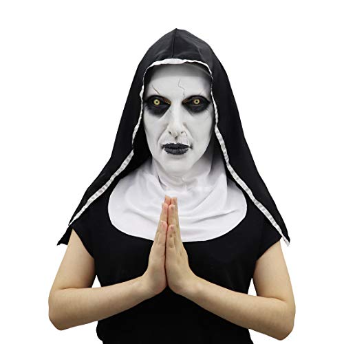 Halloween Gruselige Nonnen Maske Vollkopf Schädel Maske Horror Nonne Maske Gruselige Vollkopf Nonne Kostüm Maske Nonnen Horror Gruselige Cosplay Kostüm Maske von HUCAYD