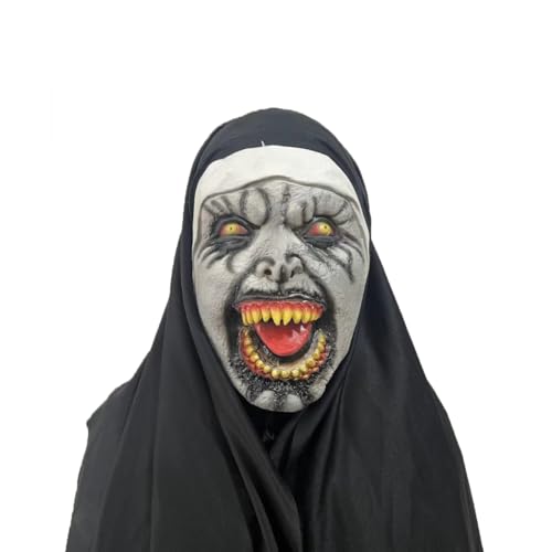 Halloween Gruselige Nonnen Maske Vollkopf Schädel Maske Horror Nonne Maske Gruselige Vollkopf Nonne Kostüm Maske Nonnen Horror Gruselige Cosplay Kostüm Maske von HUCAYD