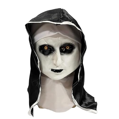 Halloween Gruselige Nonnen Maske Vollkopf Schädel Maske Horror Nonne Maske Gruselige Vollkopf Nonne Kostüm Maske Nonnen Horror Gruselige Cosplay Kostüm Maske von HUCAYD