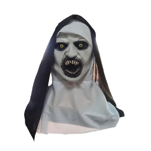 Halloween Gruselige Nonnen Maske Vollkopf Schädel Maske Horror Nonne Maske Gruselige Vollkopf Nonne Kostüm Maske Nonnen Horror Gruselige Cosplay Kostüm Maske von HUCAYD