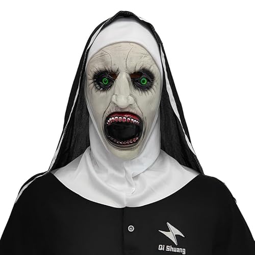 Halloween Gruselige Nonnen Maske Vollkopf Schädel Maske Horror Nonne Maske Gruselige Vollkopf Nonne Kostüm Maske Nonnen Horror Gruselige Cosplay Kostüm Maske von HUCAYD