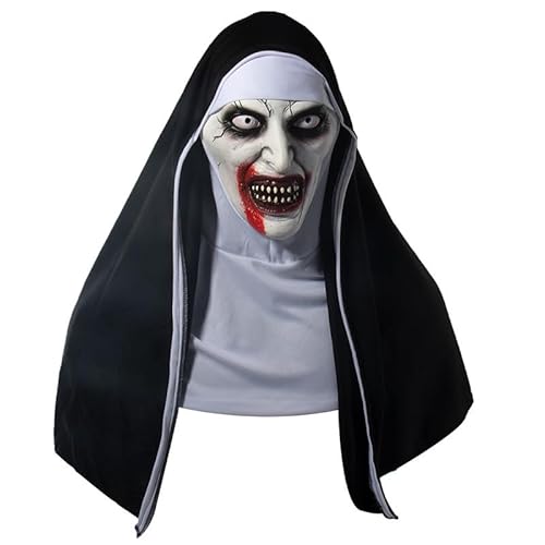 Halloween Gruselige Nonnen Maske Vollkopf Schädel Maske Horror Nonne Maske Gruselige Vollkopf Nonne Kostüm Maske Nonnen Horror Gruselige Cosplay Kostüm Maske von HUCAYD