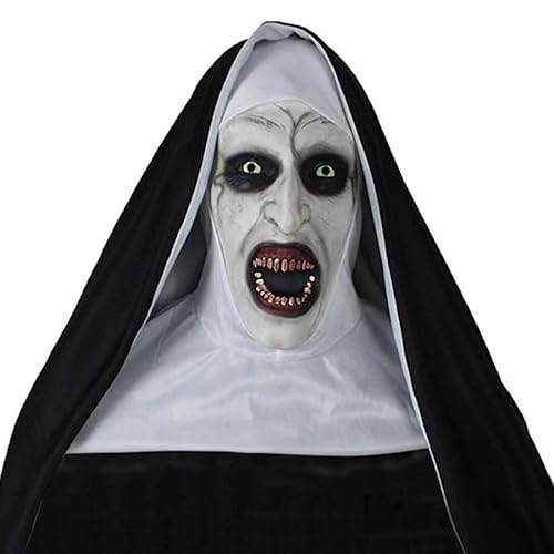 Halloween Gruselige Nonnen Maske Vollkopf Schädel Maske Horror Nonne Maske Gruselige Vollkopf Nonne Kostüm Maske Nonnen Horror Gruselige Cosplay Kostüm Maske von HUCAYD