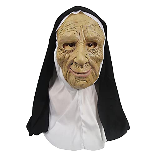 Halloween Gruselige Nonnen Maske Vollkopf Schädel Maske Horror Nonne Maske Gruselige Vollkopf Nonne Kostüm Maske Nonnen Horror Gruselige Cosplay Kostüm Maske von HUCAYD