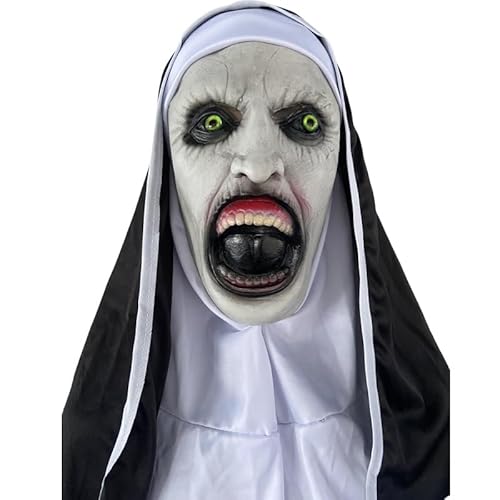 Halloween Gruselige Nonnen Maske Vollkopf Schädel Maske Horror Nonne Maske Gruselige Vollkopf Nonne Kostüm Maske Nonnen Horror Gruselige Cosplay Kostüm Maske von HUCAYD