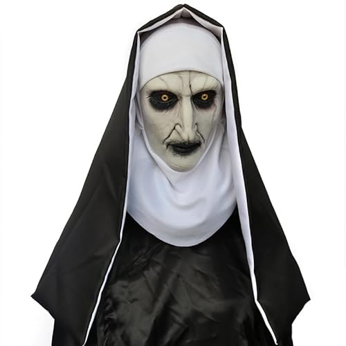 Halloween Gruselige Nonnen Maske Vollkopf Schädel Maske Horror Nonne Maske Gruselige Vollkopf Nonne Kostüm Maske Nonnen Horror Gruselige Cosplay Kostüm Maske von HUCAYD