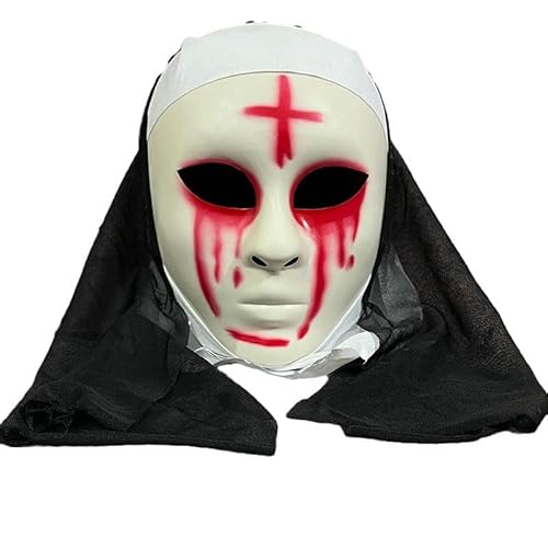 Halloween Gruselige Nonnen Maske Vollkopf Schädel Maske Horror Nonne Maske Gruselige Vollkopf Nonne Kostüm Maske Nonnen Horror Gruselige Cosplay Kostüm Maske von HUCAYD