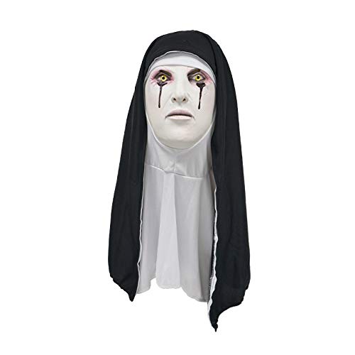 Halloween Gruselige Nonnen Maske Vollkopf Schädel Maske Horror Nonne Maske Gruselige Vollkopf Nonne Kostüm Maske Nonnen Horror Gruselige Cosplay Kostüm Maske von HUCAYD