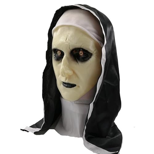 Halloween Gruselige Nonnen Maske Vollkopf Schädel Maske Horror Nonne Maske Gruselige Vollkopf Nonne Kostüm Maske Nonnen Horror Gruselige Cosplay Kostüm Maske von HUCAYD