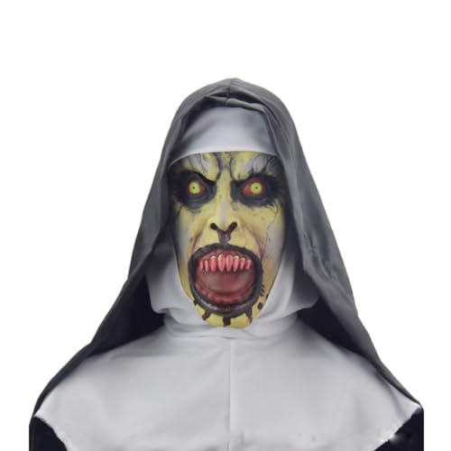 Halloween Gruselige Nonnen Maske Vollkopf Schädel Maske Horror Nonne Maske Gruselige Vollkopf Nonne Kostüm Maske Nonnen Horror Gruselige Cosplay Kostüm Maske von HUCAYD