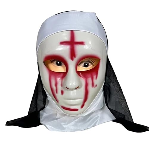 Halloween Gruselige Nonnen Maske Vollkopf Schädel Maske Horror Nonne Maske Gruselige Vollkopf Nonne Kostüm Maske Nonnen Horror Gruselige Cosplay Kostüm Maske von HUCAYD