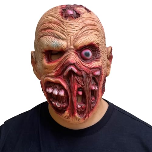 Walkings Deads Zombie-Maske Böses Biochemisches Monster Gruseliger Vollkopf Gruselige Laxet Maske Halloween Horror Cosplay Kostüm Requisiten für Erwachsene von HUCAYD