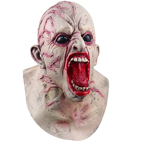 Walkings Deads Zombie-Maske Böses Biochemisches Monster Gruseliger Vollkopf Gruselige Laxet Maske Halloween Horror Cosplay Kostüm Requisiten für Erwachsene von HUCAYD