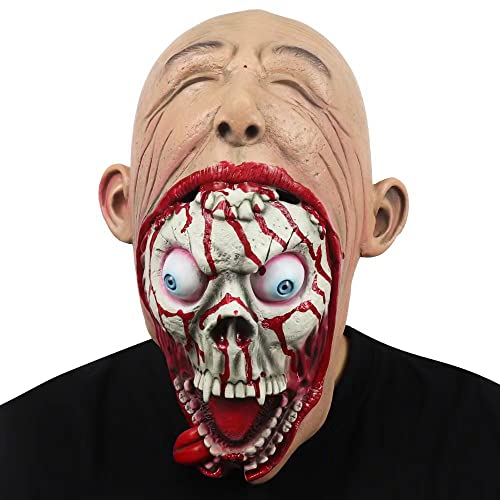 Walkings Deads Zombie-Maske Böses Biochemisches Monster Gruseliger Vollkopf Gruselige Laxet Maske Halloween Horror Cosplay Kostüm Requisiten für Erwachsene von HUCAYD