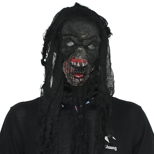 Walkings Deads Zombie-Maske Böses Biochemisches Monster Gruseliger Vollkopf Gruselige Laxet Maske Halloween Horror Cosplay Kostüm Requisiten für Erwachsene von HUCAYD