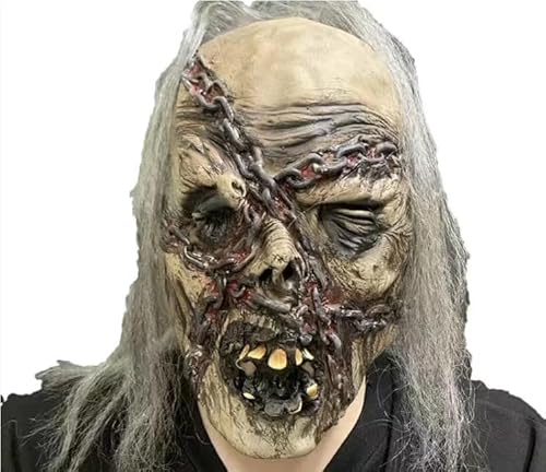 Walkings Deads Zombie-Maske Böses Biochemisches Monster Gruseliger Vollkopf Gruselige Laxet Maske Halloween Horror Cosplay Kostüm Requisiten für Erwachsene von HUCAYD