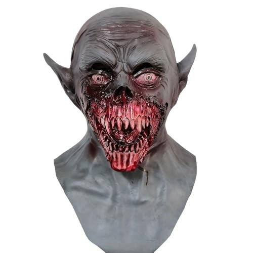 Walkings Deads Zombie-Maske Böses Biochemisches Monster Gruseliger Vollkopf Gruselige Laxet Maske Halloween Horror Cosplay Kostüm Requisiten für Erwachsene von HUCAYD