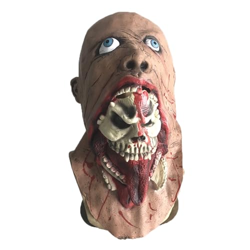 Walkings Deads Zombie-Maske Böses Biochemisches Monster Gruseliger Vollkopf Gruselige Laxet Maske Halloween Horror Cosplay Kostüm Requisiten für Erwachsene von HUCAYD