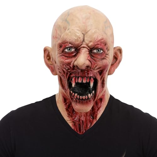 Walkings Deads Zombie-Maske Böses Biochemisches Monster Gruseliger Vollkopf Gruselige Laxet Maske Halloween Horror Cosplay Kostüm Requisiten für Erwachsene von HUCAYD