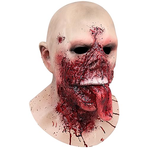 Walkings Deads Zombie-Maske Böses Biochemisches Monster Gruseliger Vollkopf Gruselige Laxet Maske Halloween Horror Cosplay Kostüm Requisiten für Erwachsene von HUCAYD